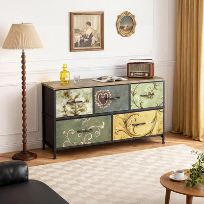 5-Drawer Fabric Dresser with Storage Drawers and Multiple Color Options detail image - detail view 3