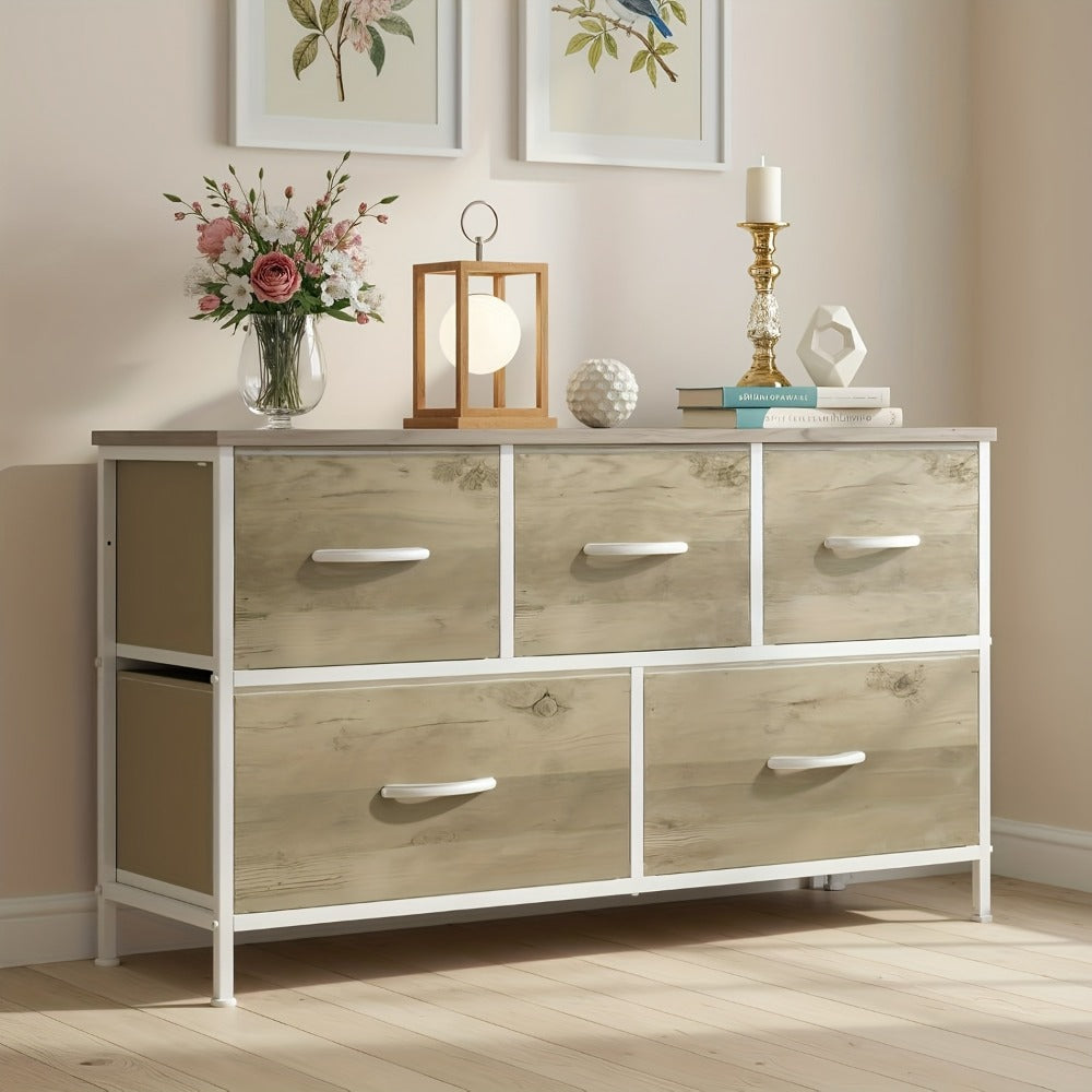 5-Drawer Fabric Dresser with Storage Drawers and Multiple Color Options detail image - detail view 8