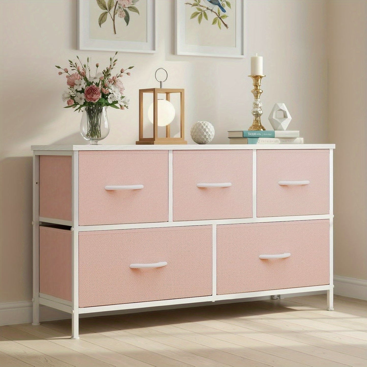Dresser shown in the pink option