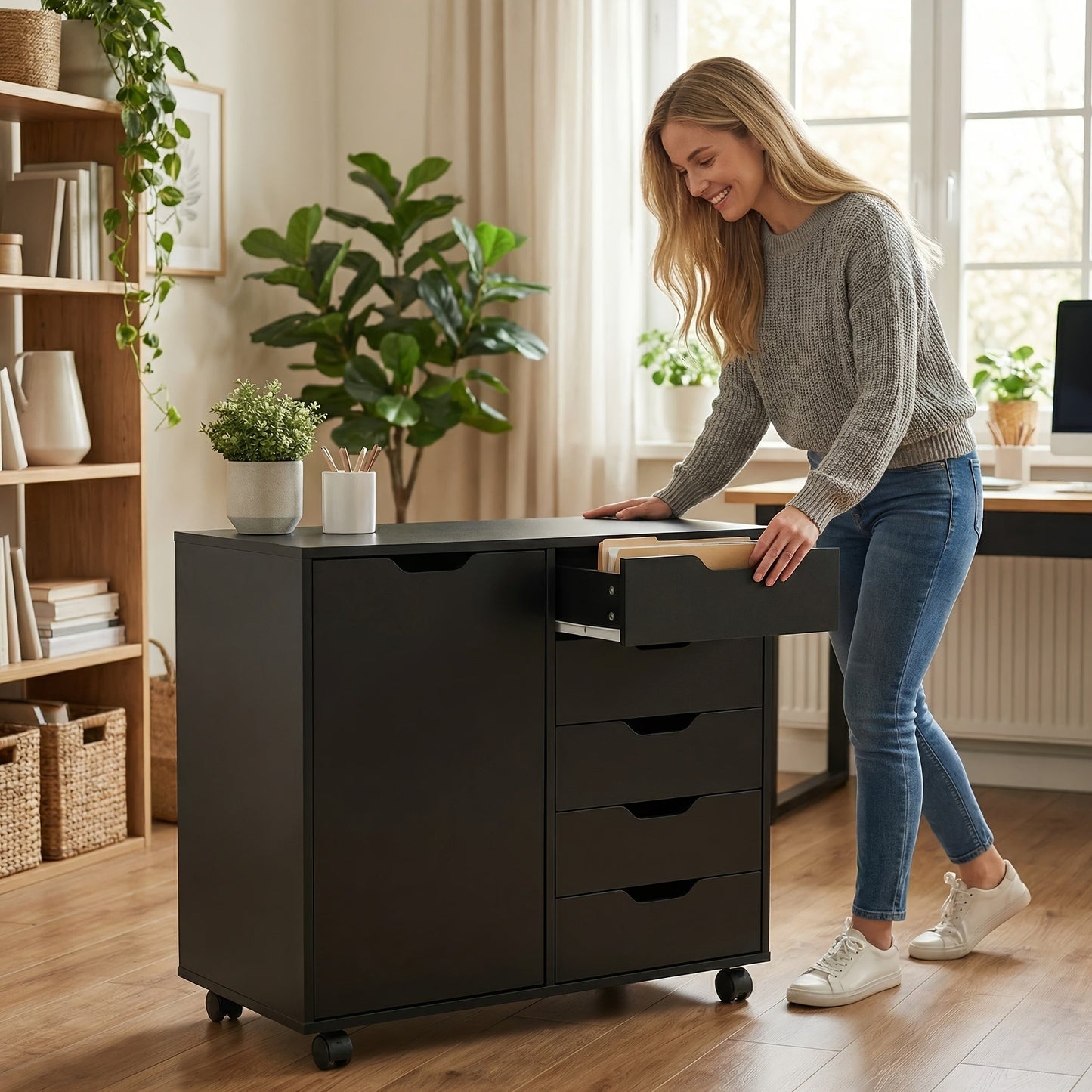 Storage Cabinet shown in the Black option
