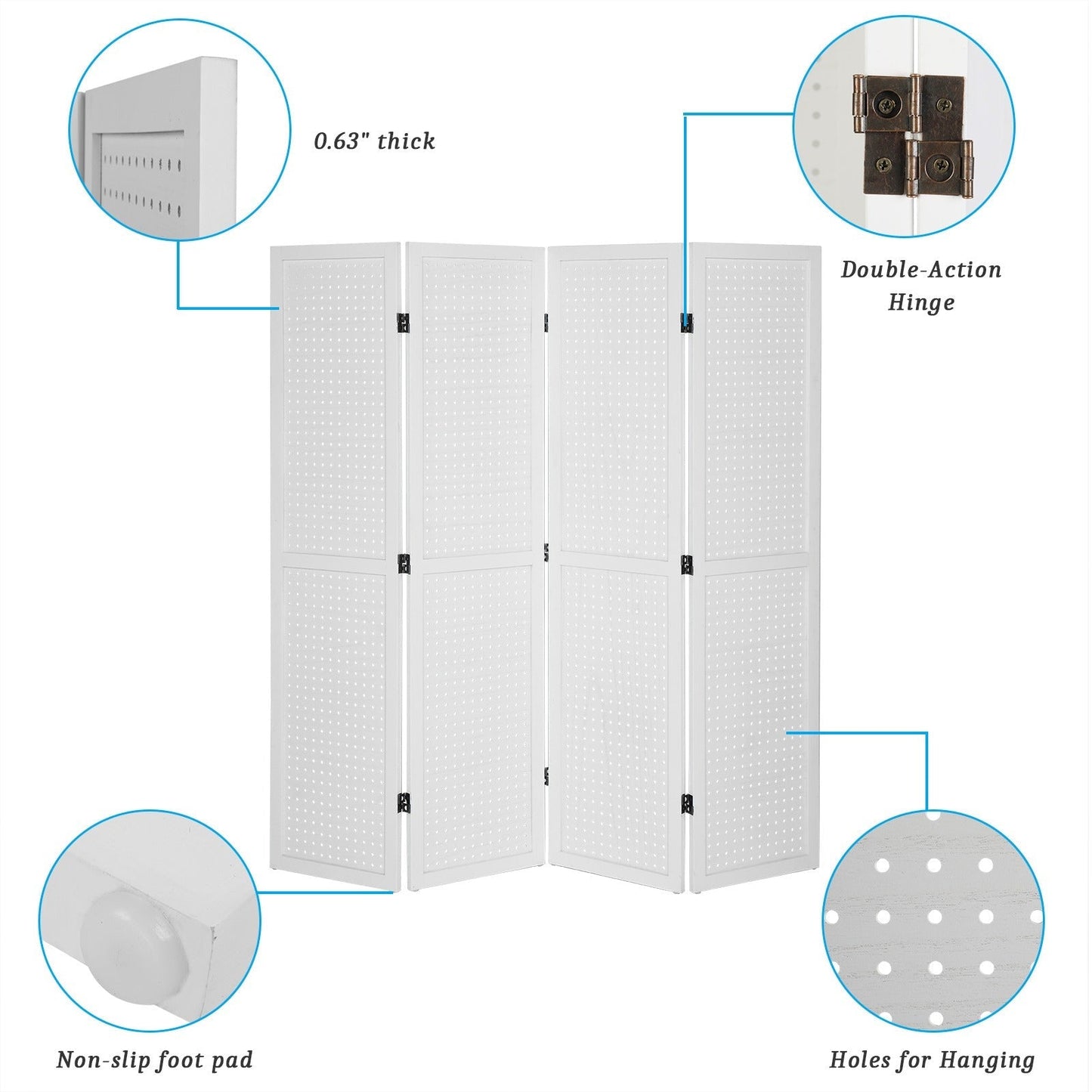 5-Foot Freestanding Room Divider with Added Privacy for Privacy and Space Definition detail image - detail view 17