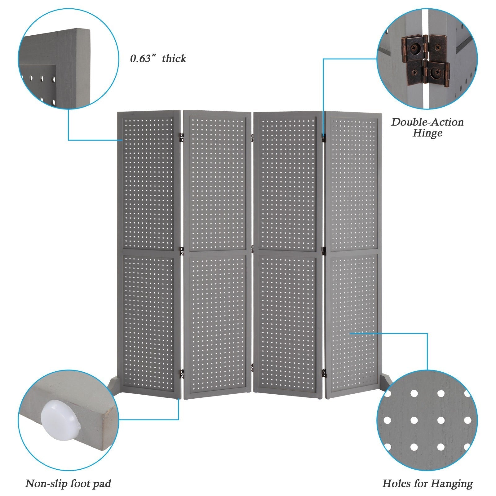 5-Foot Freestanding Room Divider with Added Privacy for Privacy and Space Definition detail image - detail view 25
