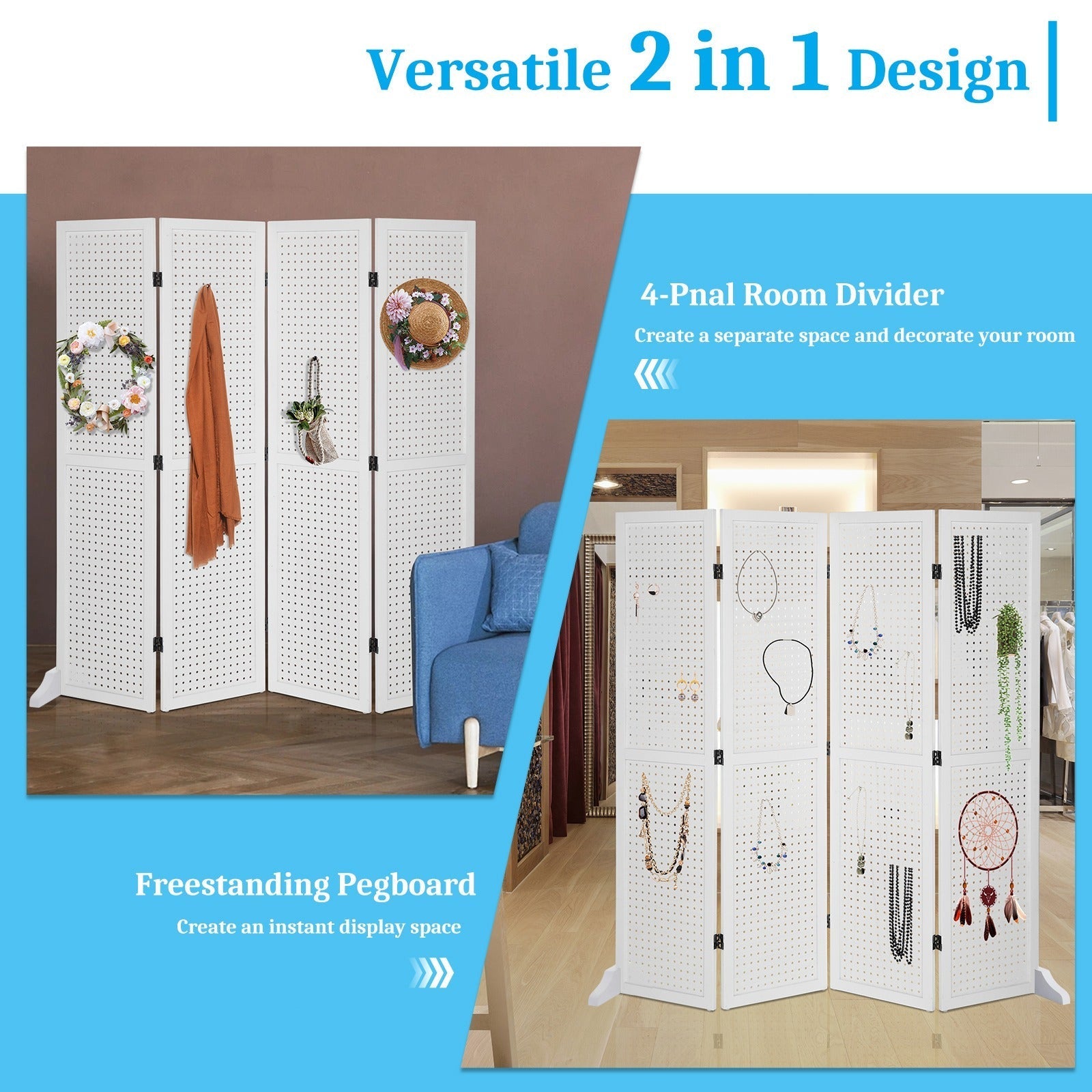 5-Foot Freestanding Room Divider with Added Privacy for Privacy and Space Definition detail image - detail view 35