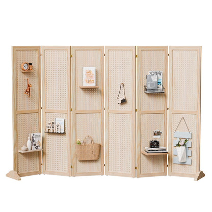 Room Divider shown in the Natural, 6 Panel with Base option