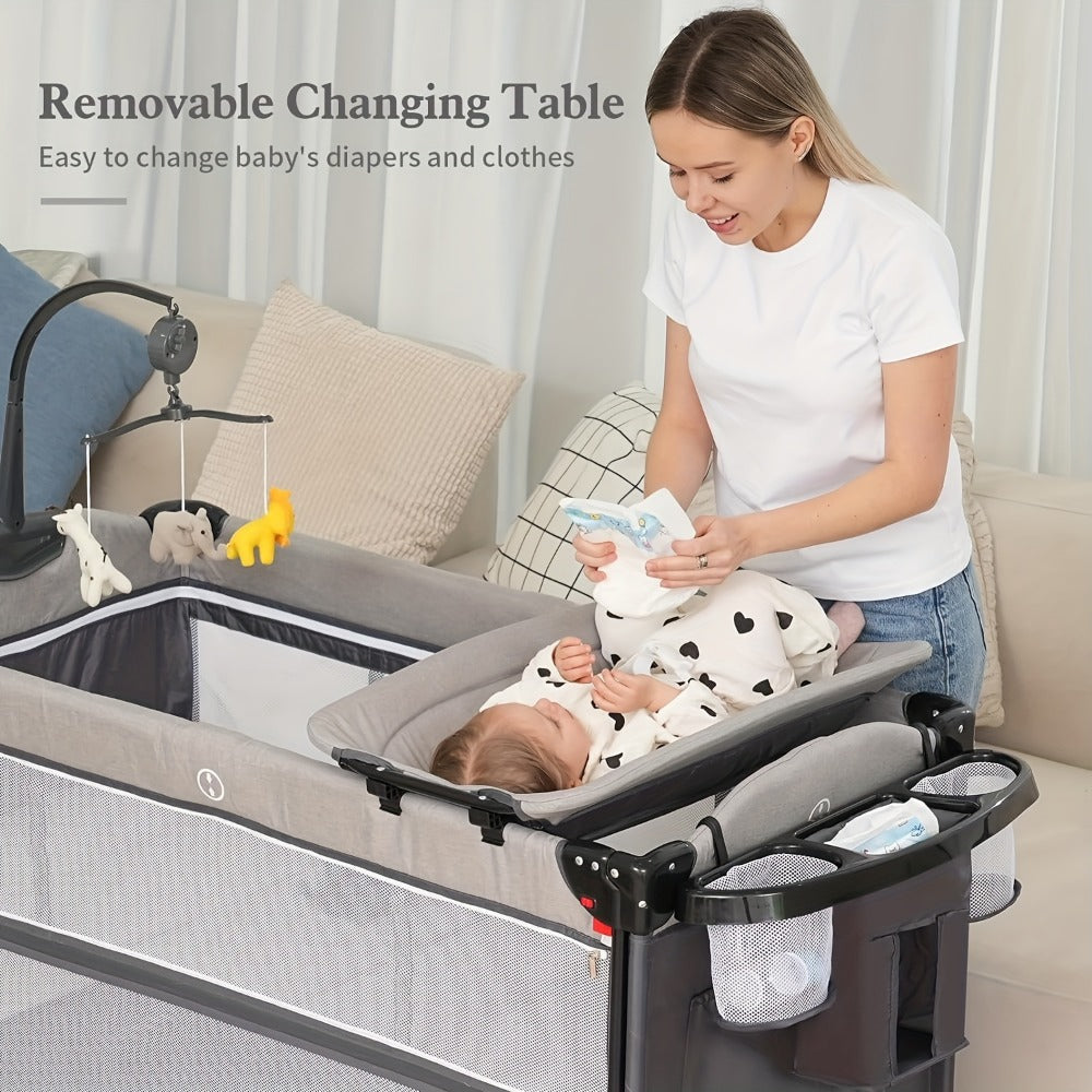 5-in-1 Foldable Baby Bassinet with Hidden Storage for Kids' Room detail image - detail view 3