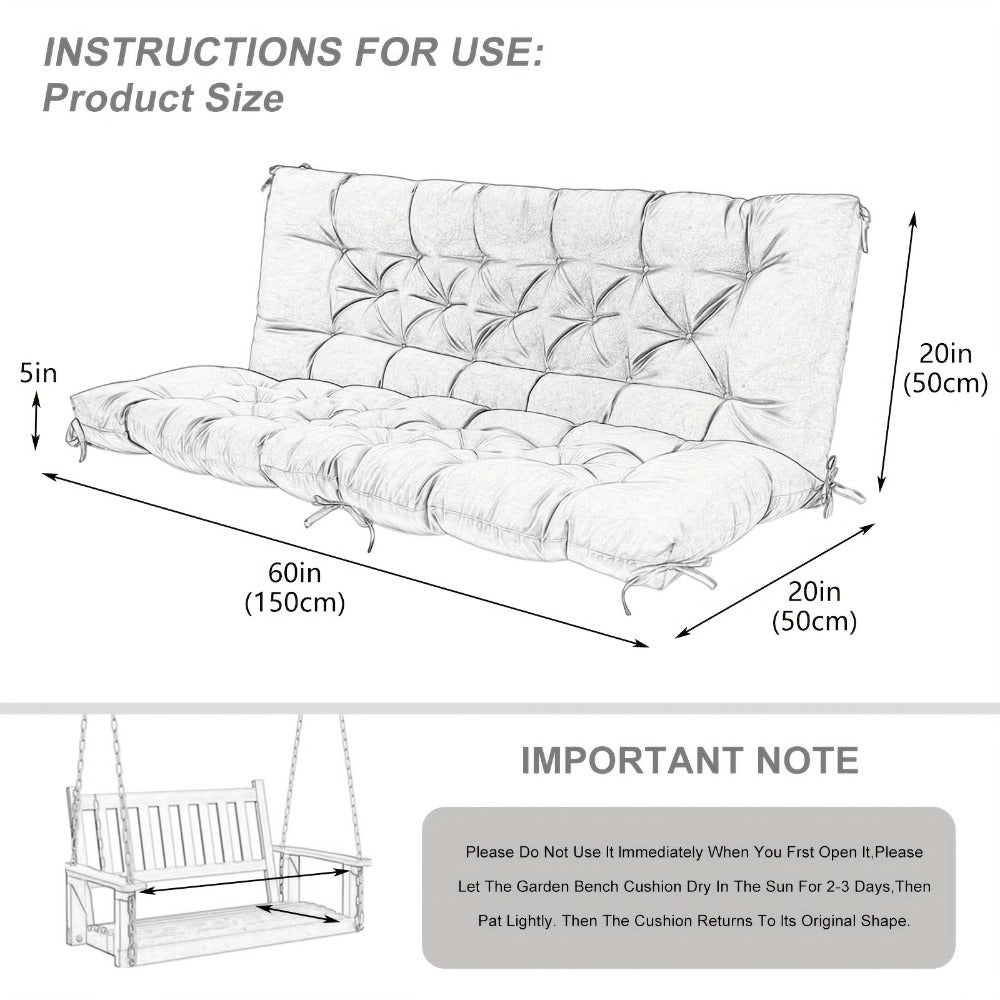 5-Inch Outdoor Swing Cushion with Waterproof Protection and Memory Foam for Patio detail image - detail view 4