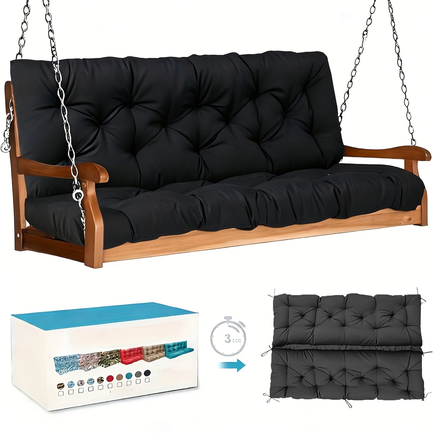 Patio Cushion shown in the Black (48×40 in) option