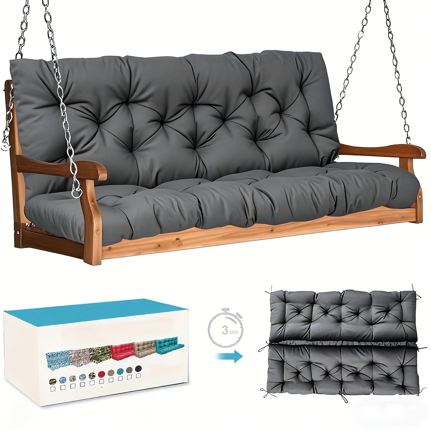 Patio Cushion shown in the Dark Gray (48×40 in) option