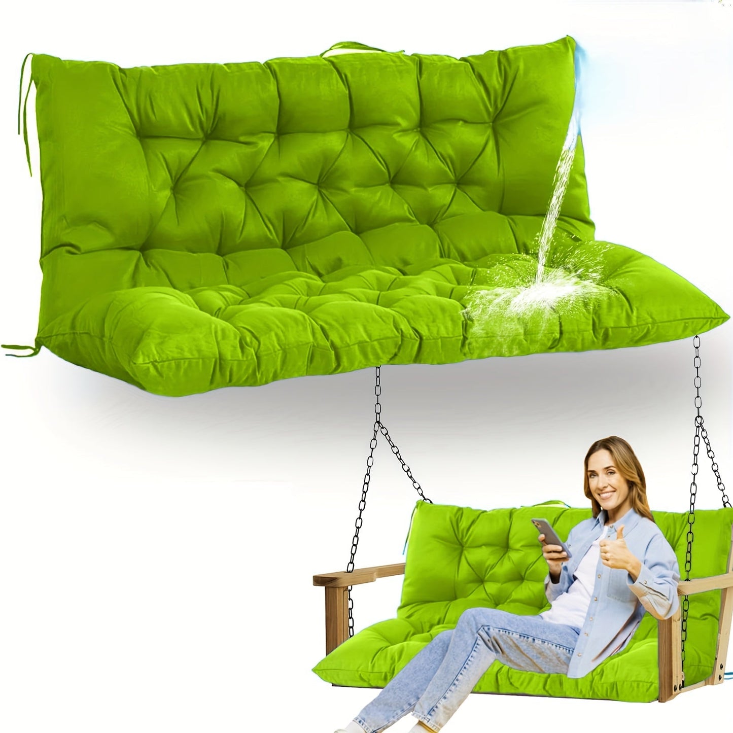 Patio Cushion shown in the grass green(New 5in thick) option