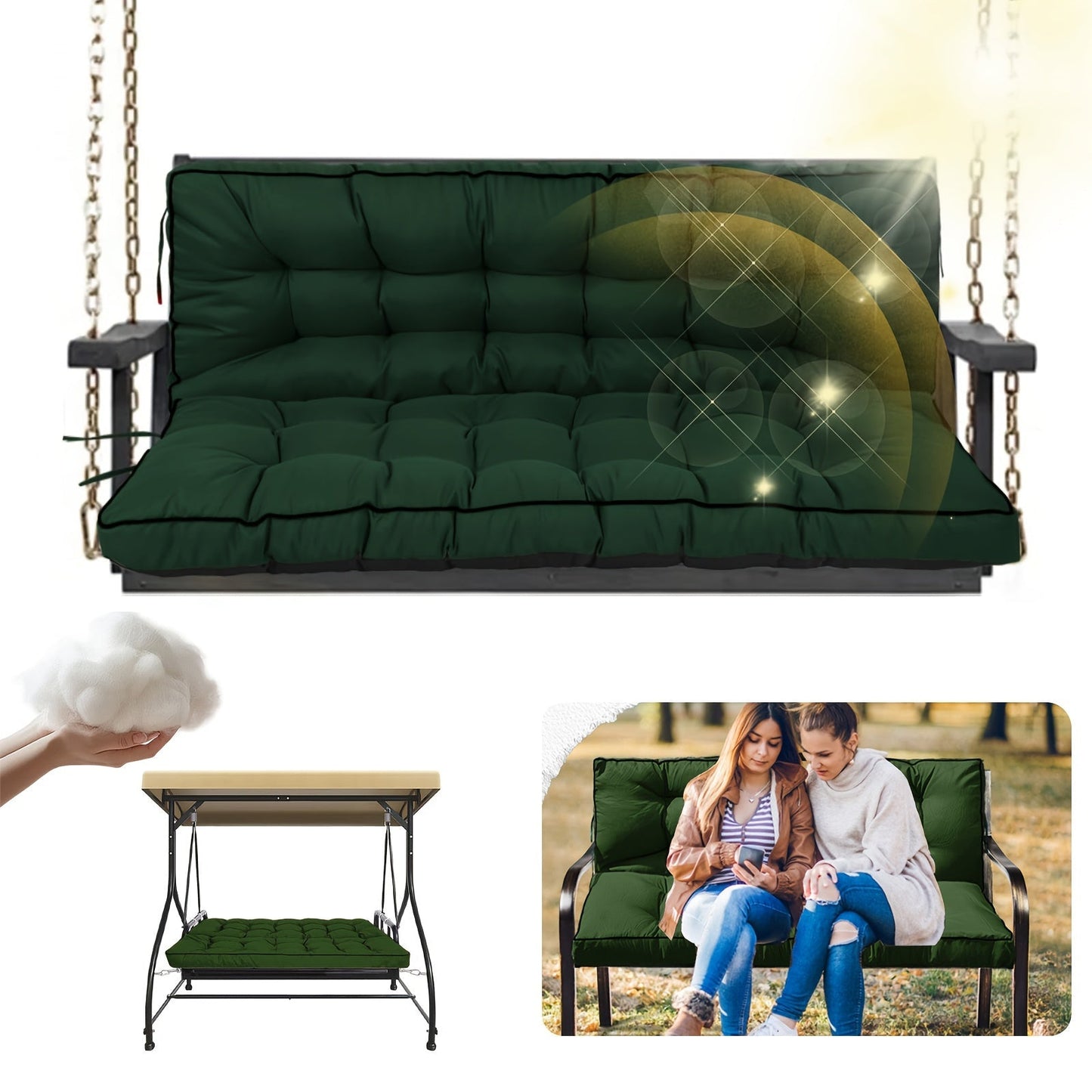 Patio Cushion shown in the Green (New 1.97inch thick) option