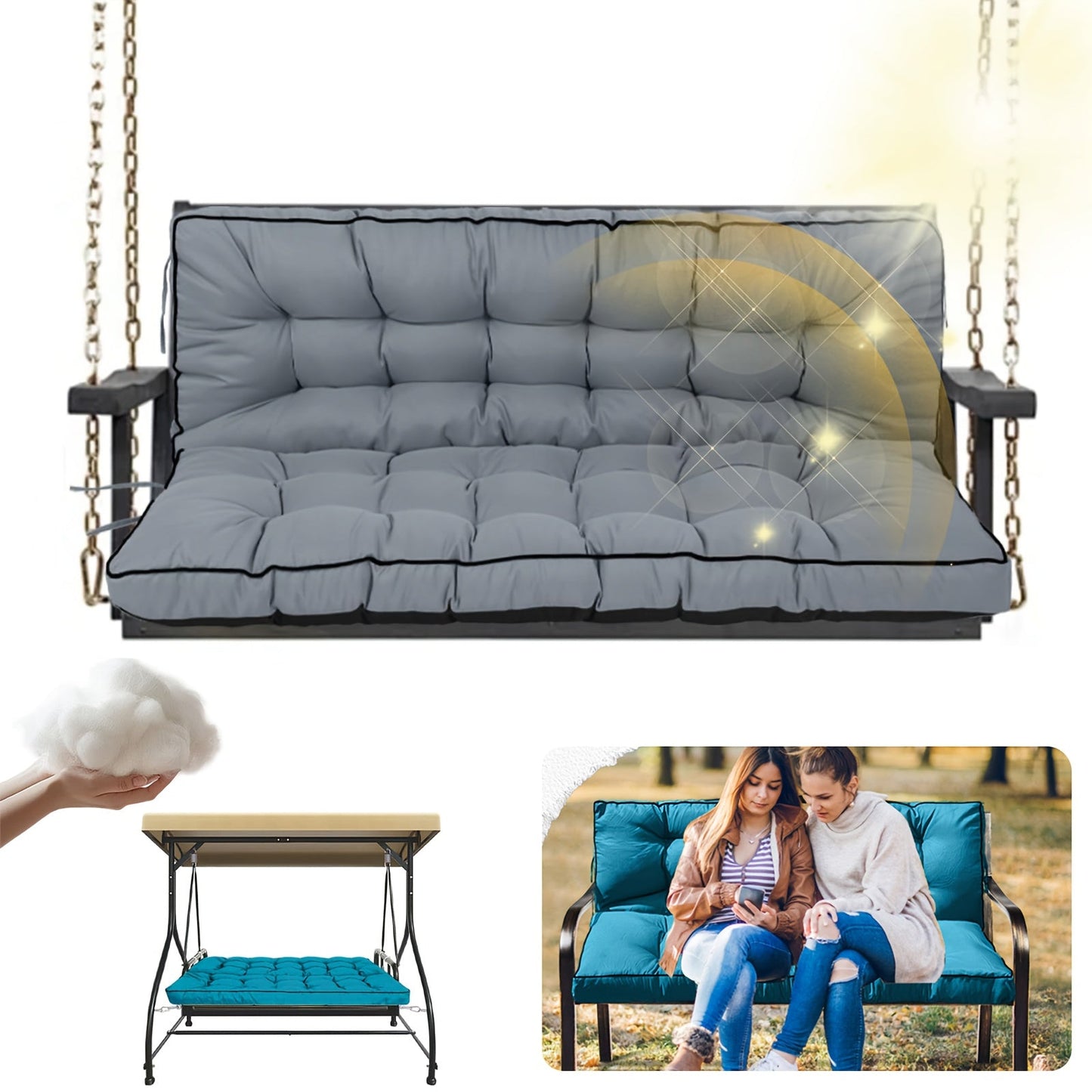 Patio Cushion shown in the Light Gray (New 1.97inch Thick) option