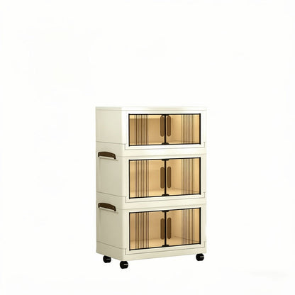 5-Layer Foldable Bathroom Storage Cabinet with Rolling Wheels and Stackable Design detail image - detail view 3