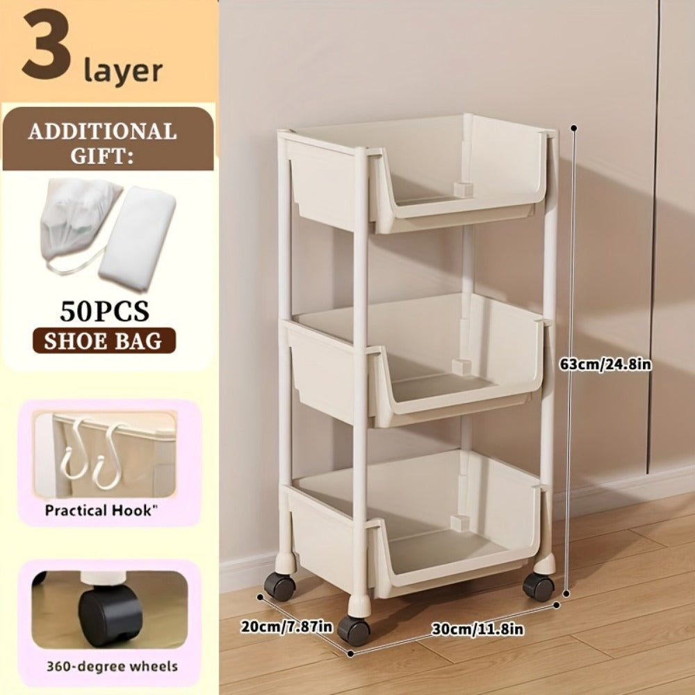 5-Layer Shoe Rack with Rolling Wheels for Organized Everyday Storage detail image - detail view 11