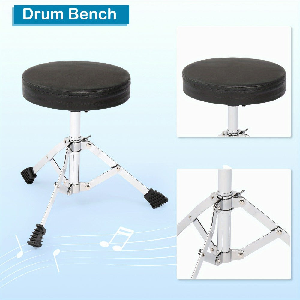 5-Piece Beginner Acoustic Drum Set with Stool, Pedal, Sticks and Wrench detail image - detail view 9