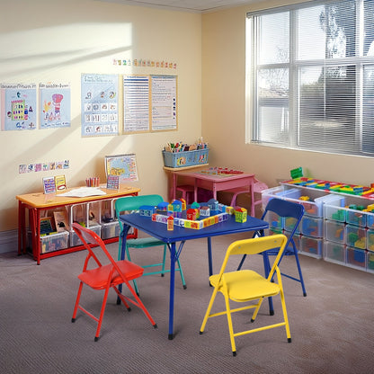 Kids Table and Chair Set shown in the 4 Colors - 1 Table + 4 Chairs option