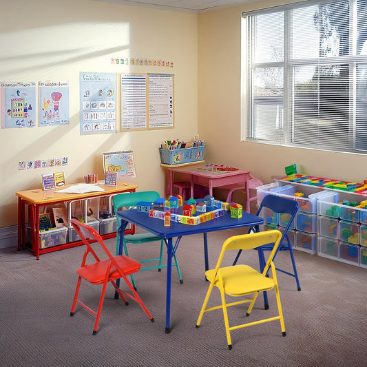 Kids Table and Chair Set shown in the 4 Colors - 1 Table + 4 Chairs option
