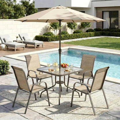 Patio Dining Set shown in the Brown Cloth option
