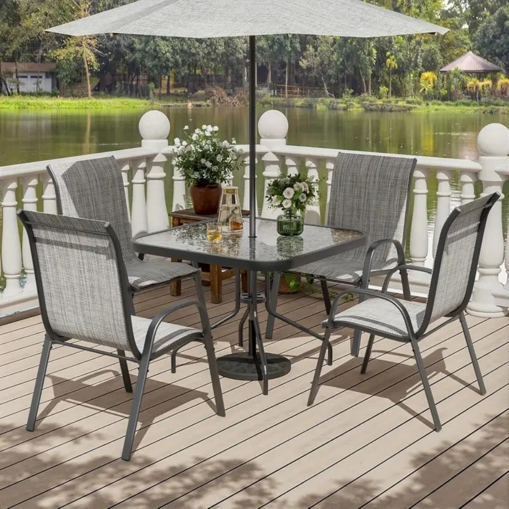 5-Piece Patio Dining Set with Stackable Design for Practical Everyday Home Use detail image - detail view 14