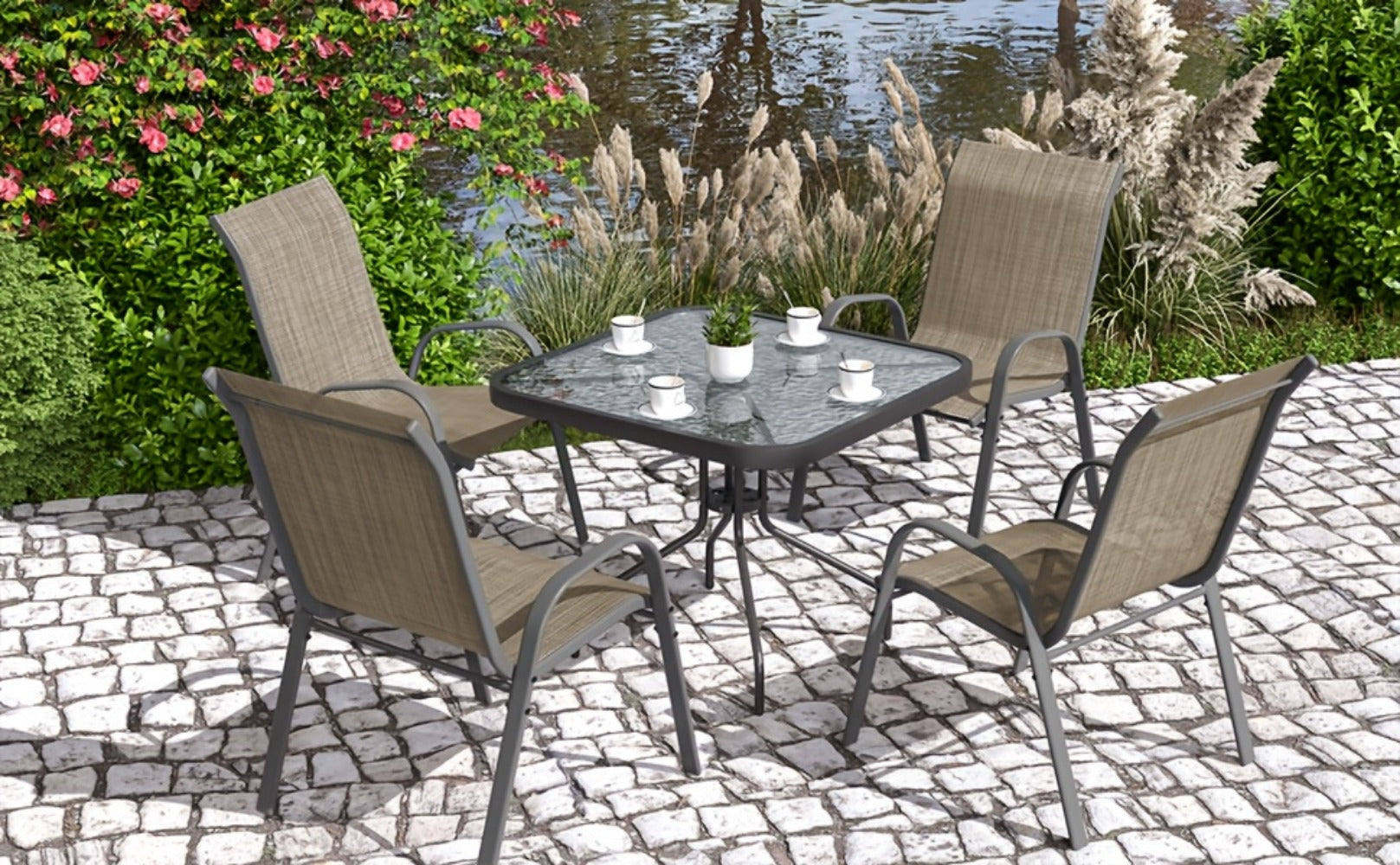 5-Piece Patio Dining Set with Stackable Design for Practical Everyday Home Use detail image - detail view 17