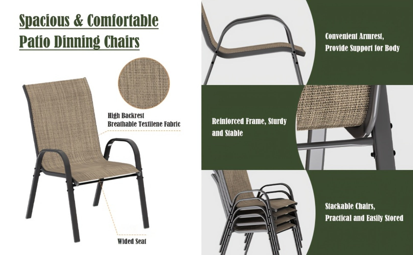 5-Piece Patio Dining Set with Stackable Design for Practical Everyday Home Use detail image - detail view 19