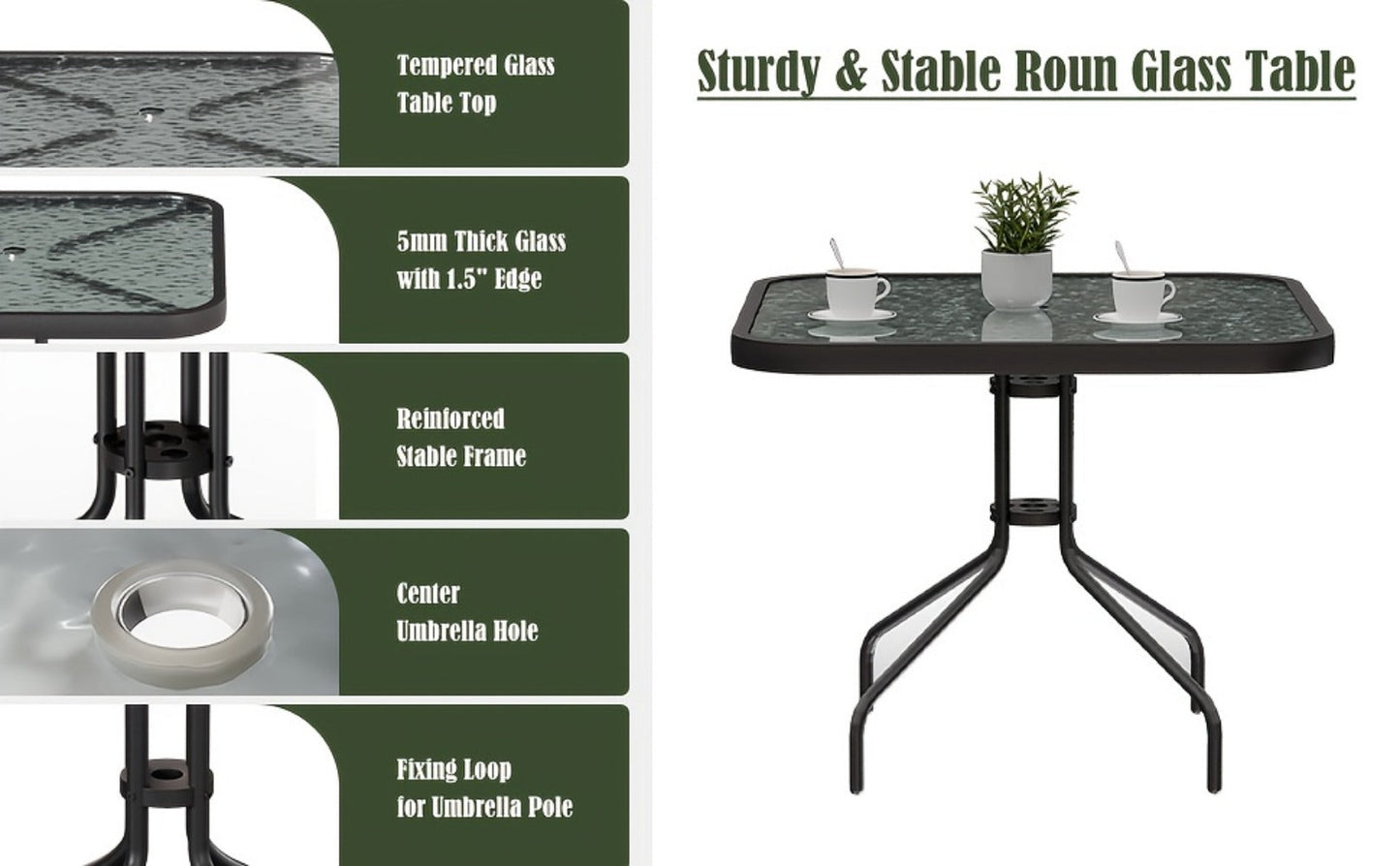 5-Piece Patio Dining Set with Stackable Design for Practical Everyday Home Use detail image - detail view 20