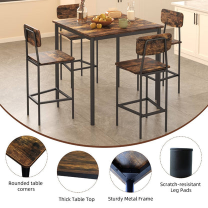 5-Piece Rectangular Dining Table Set for Kitchen and Home Office detail image - detail view 9