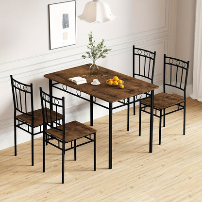 5-Piece Rectangular Dining Table Set with Solid Wood Construction for Kitchen detail image