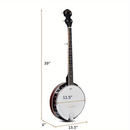 5-String Closed-Back Banjo, 24-Bracket Beginner Instrument with Case detail image