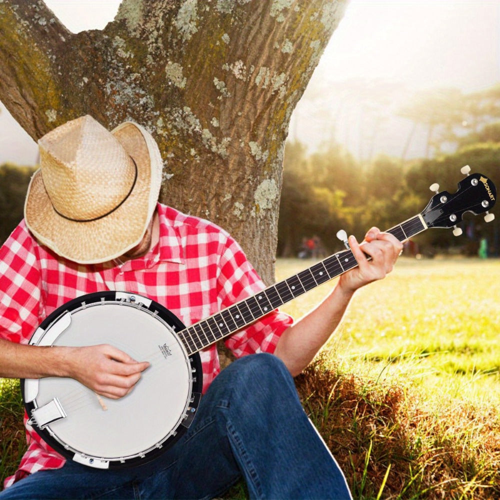 5-String Closed-Back Banjo, 24-Bracket Beginner Instrument with Case detail image - detail view 4