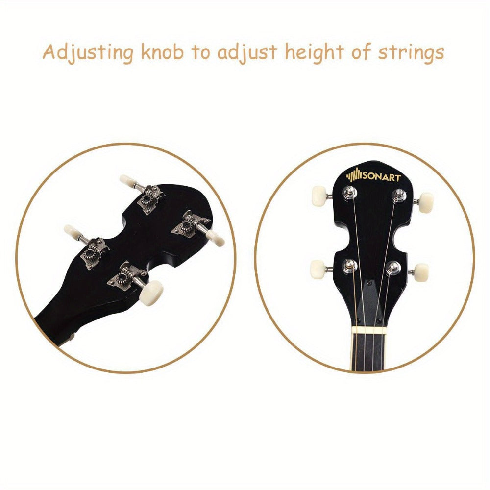 5-String Closed-Back Banjo, 24-Bracket Beginner Instrument with Case detail image - detail view 9