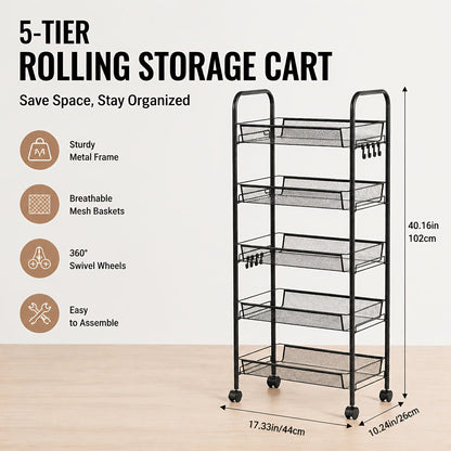 Storage Cart shown in the black five layers option