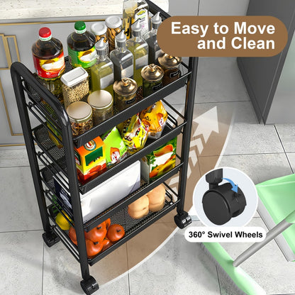 5-Tier 360° Rotating Storage Cart with 360° Swivel for Bathroom detail image - detail view 10