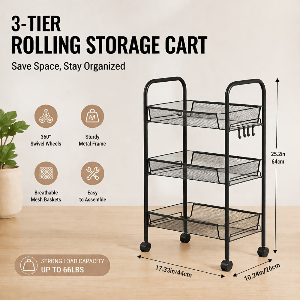 5-Tier 360° Rotating Storage Cart with 360° Swivel for Bathroom detail image - detail view 5