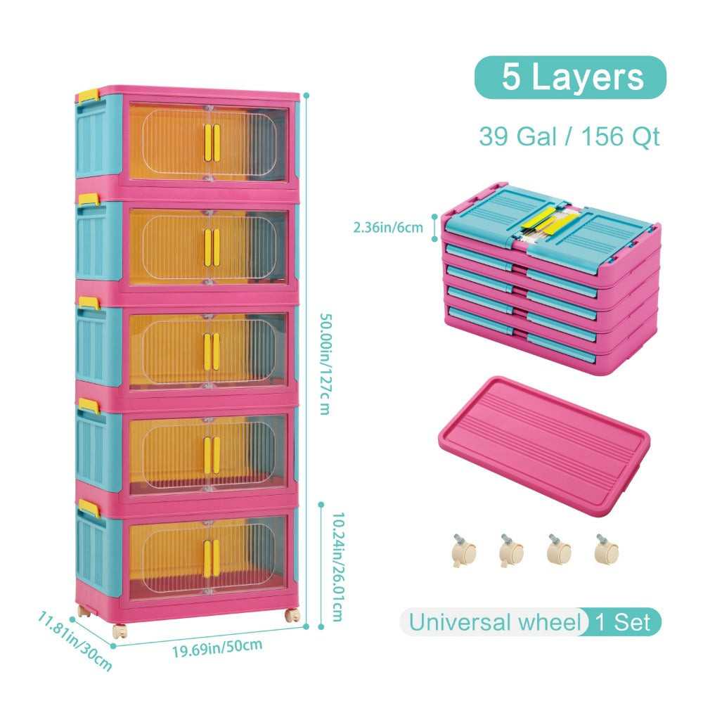 5-Tier Foldable Storage Organizer with Waterproof Protection and Stackable Design detail image - detail view 4