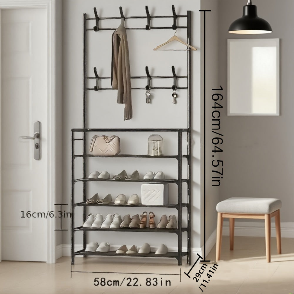5-Tier Freestanding Coat Rack, Freestanding Garment Rack for Organized Everyday Storage detail image - detail view 4