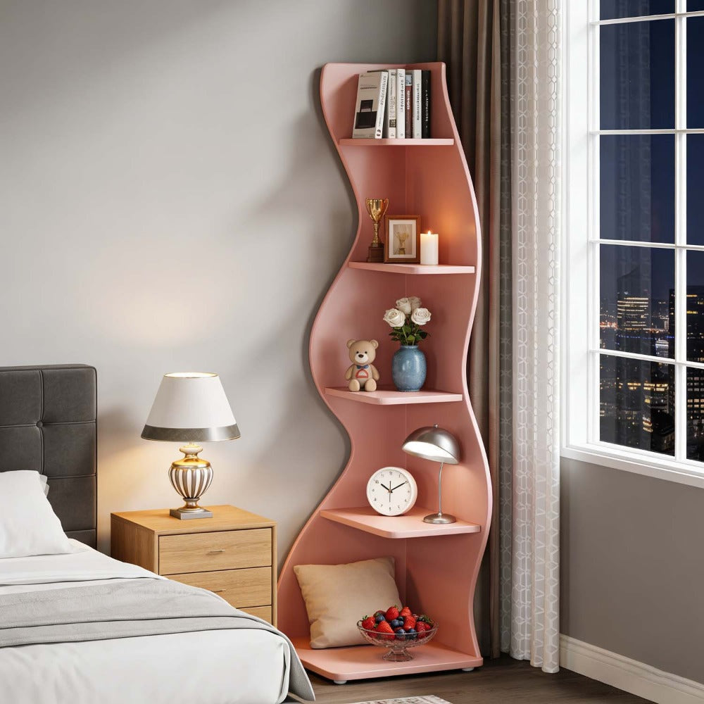 5-Tier Freestanding Corner Shelf for Living Room and Bedroom detail image - detail view 3