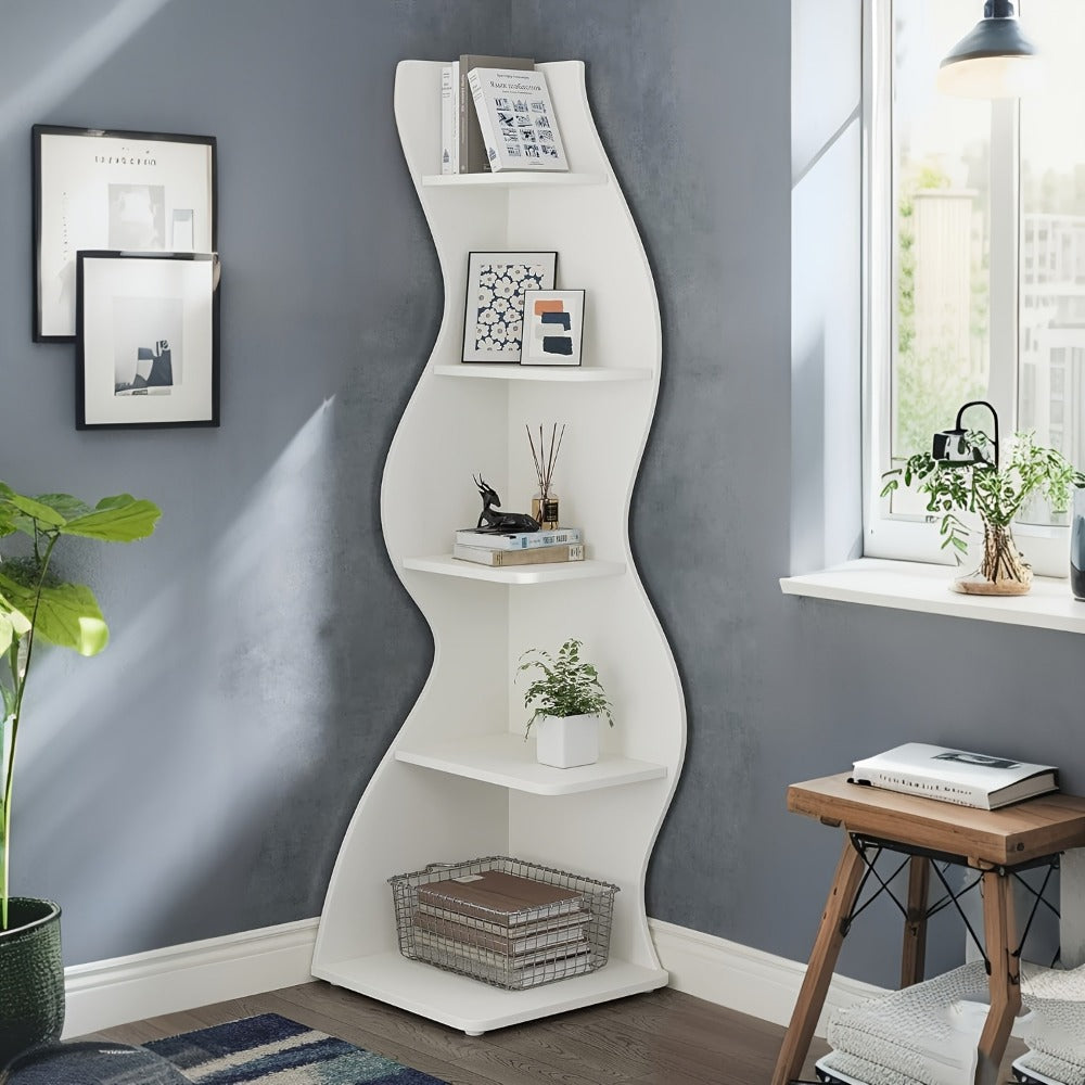 5-Tier Freestanding Corner Shelf for Living Room and Bedroom detail image - detail view 6