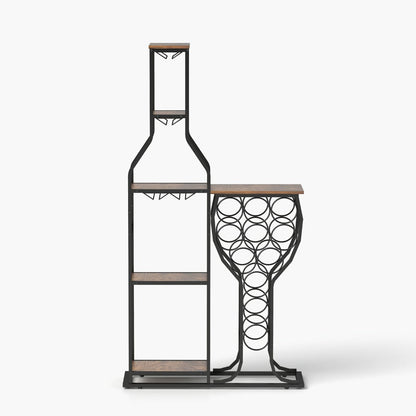 5-Tier Freestanding Wine Rack with Wine Glass Holder for Organized Everyday Storage detail image - detail view 3