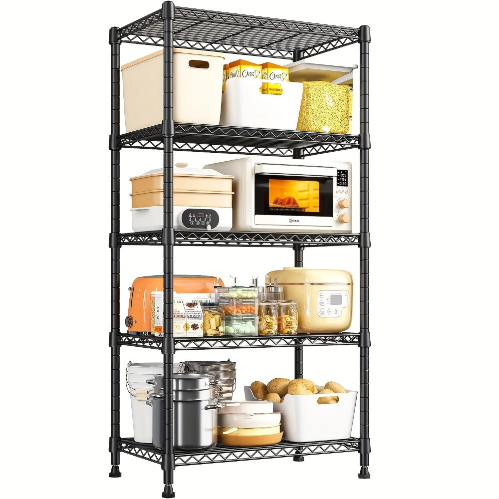 5-Tier Heavy-Duty Wire Shelving Unit with Adjustable Shelves and Tool-Free Assembly detail image - detail view 3