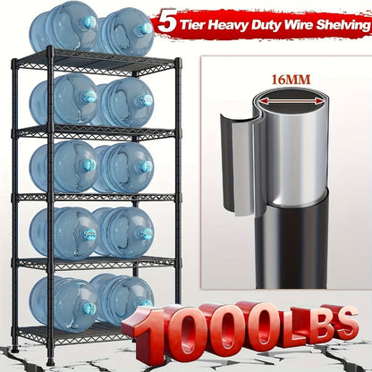 5-Tier Heavy-Duty Wire Shelving Unit with Adjustable Shelves and Tool-Free Assembly detail image - detail view 4