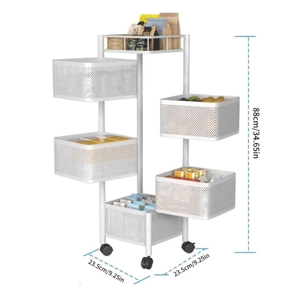 5-Tier Rolling Storage Rack with Rolling Wheels for Organized Everyday Storage in Bathroom detail image - detail view 5