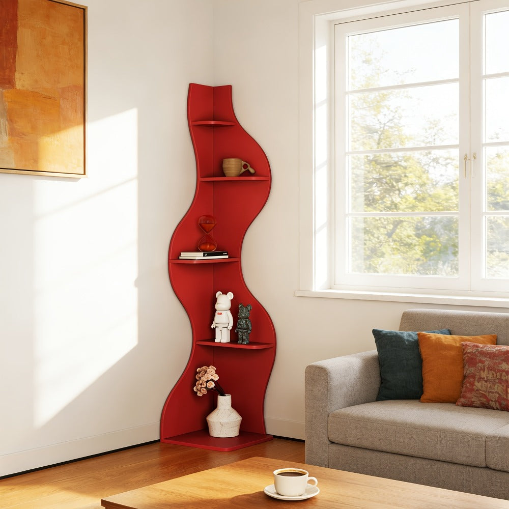 5-Tier Wall-Mounted Bookshelf with Multiple Color Options for Living Room detail image - detail view 16