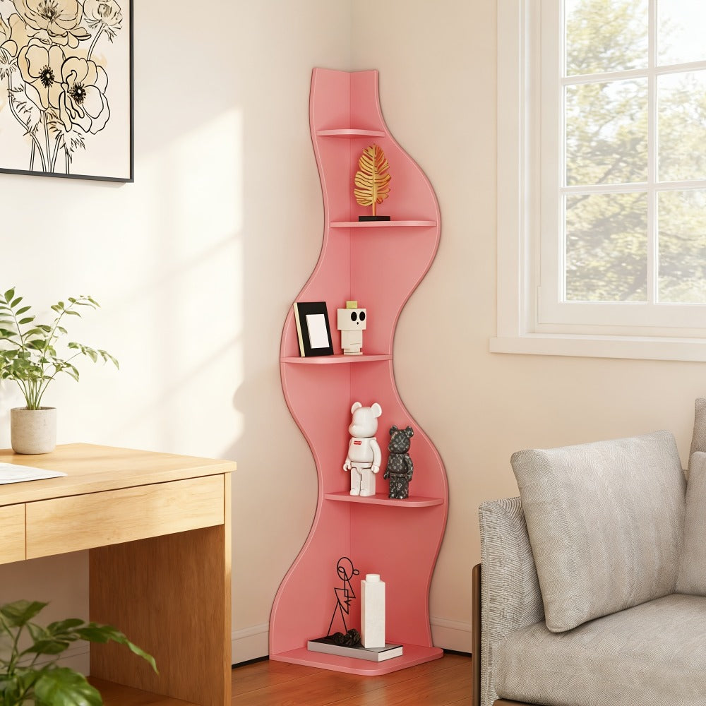 5-Tier Wall-Mounted Bookshelf with Multiple Color Options for Living Room detail image - detail view 7