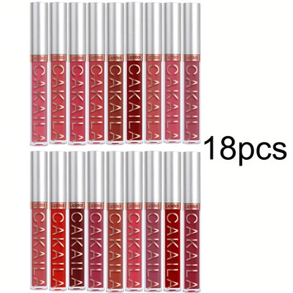 18-Piece Matte Liquid Lipstick Collection with Numbered Shades, Slim 10cm Tubes and Silver Caps