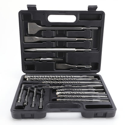 17-Piece SDS Plus Drill Bit Set with 40CR-Labeled Masonry Bits, Four Chisels and Fitted Carry Case