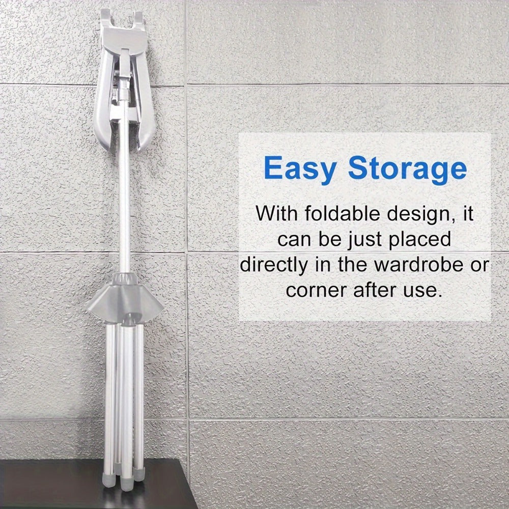 Telescopic Garment Drying Stand with Three Rotating Hanger Arms, Adjustable Height and Gray or Black Finish