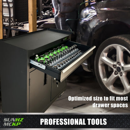 Magnetic Socket Organizer Set 6-Piece – Socket Holder Rails for 1/4", 3/8" & 1/2" Drive, Metric & SAE, Holds 143 Standard & Deep Sockets