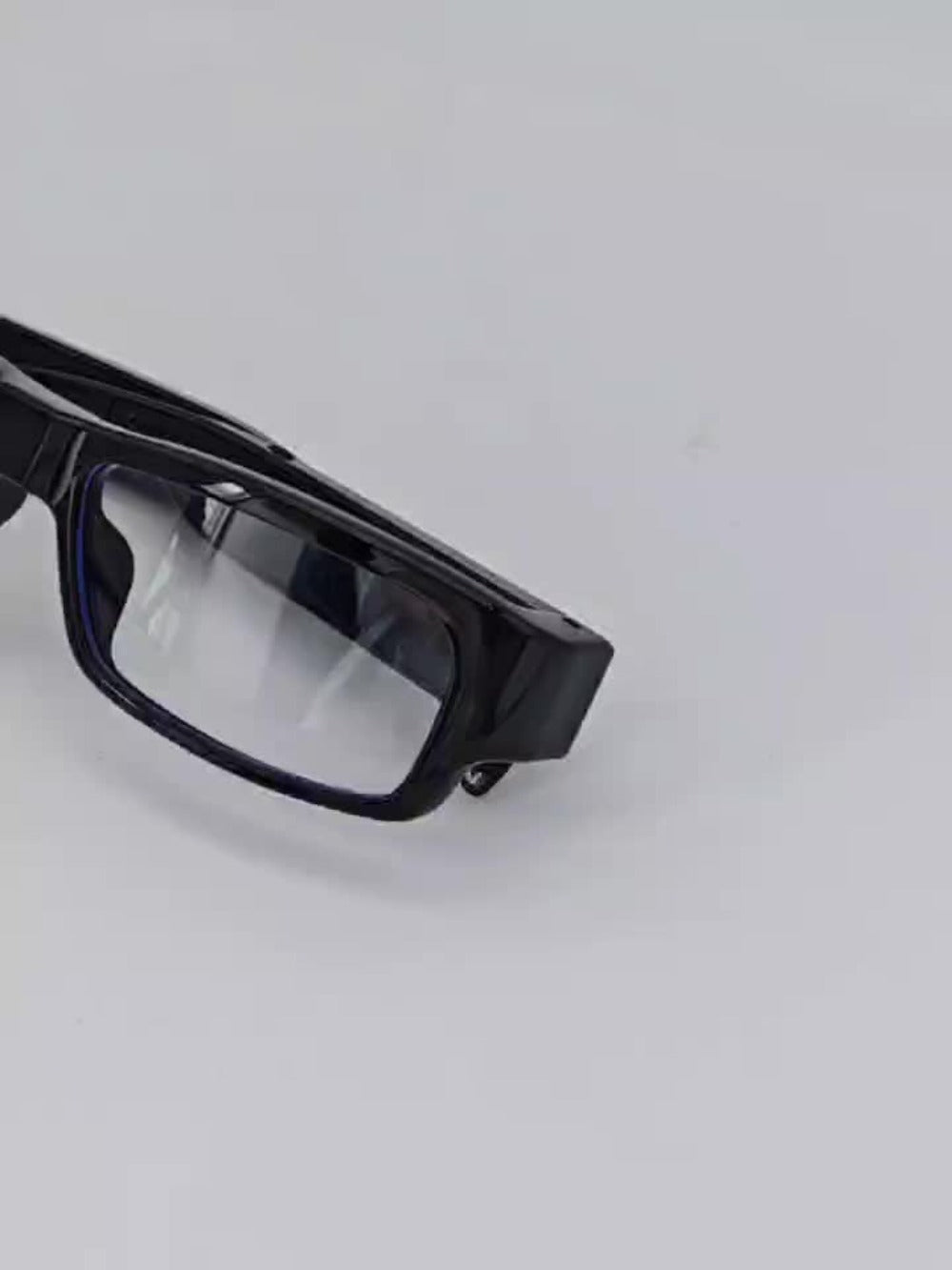Slim Clear-Lens Camera Glasses in Black with Front Camera and 32GB or 64GB Memory Card Bundles