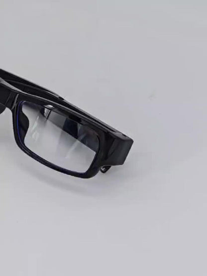 Slim Clear-Lens Camera Glasses in Black with Front Camera and 32GB or 64GB Memory Card Bundles