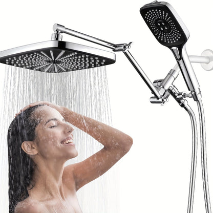 Rain Shower Head with Handheld Combo 12 Inch High Pressure Rainfall Showerhead Set, 4-Function Spray